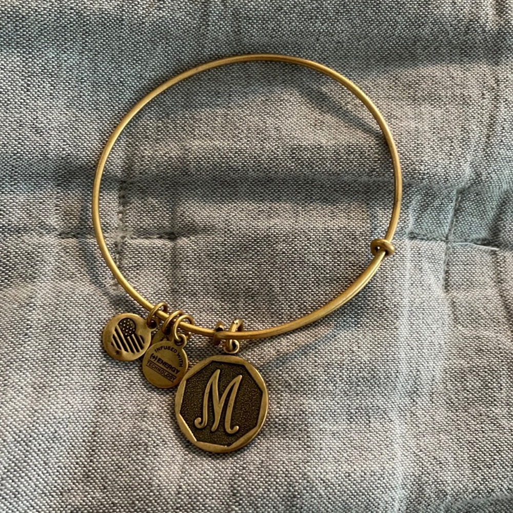 Alex & Ani gold “M” bracelet